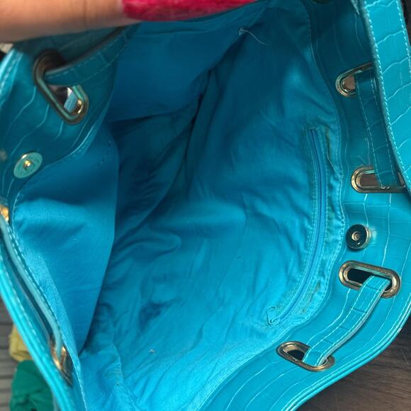 Turquoise emboss crocodile hobo large bag - Picture 5 of 7